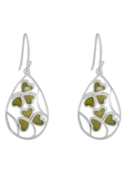 Sterling Silver Connemara Marble Shamrock Earrings