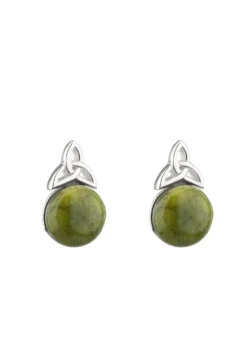 Sterling Silver Connemara Marble Trinity Knot Stud Earrings