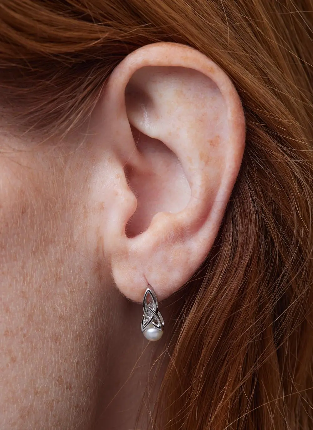 Sterling Silver Trinity Pearl Earrings - Image 3