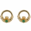10ct Claddagh With Emerald Earrings
