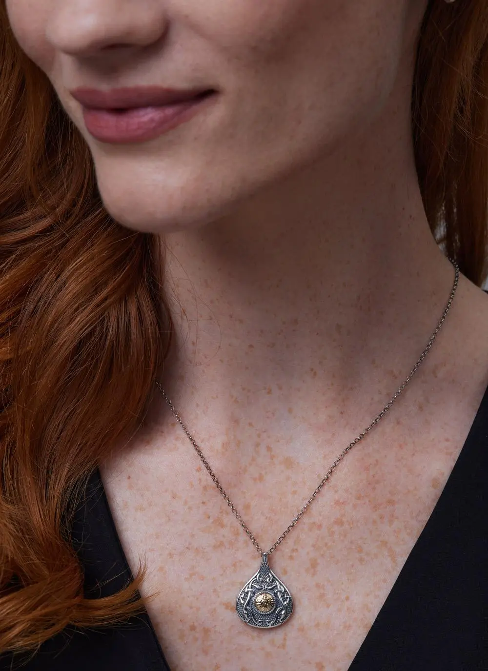 Wood Quay Teardrop Pendant With 18K Gold Bead - Image 3