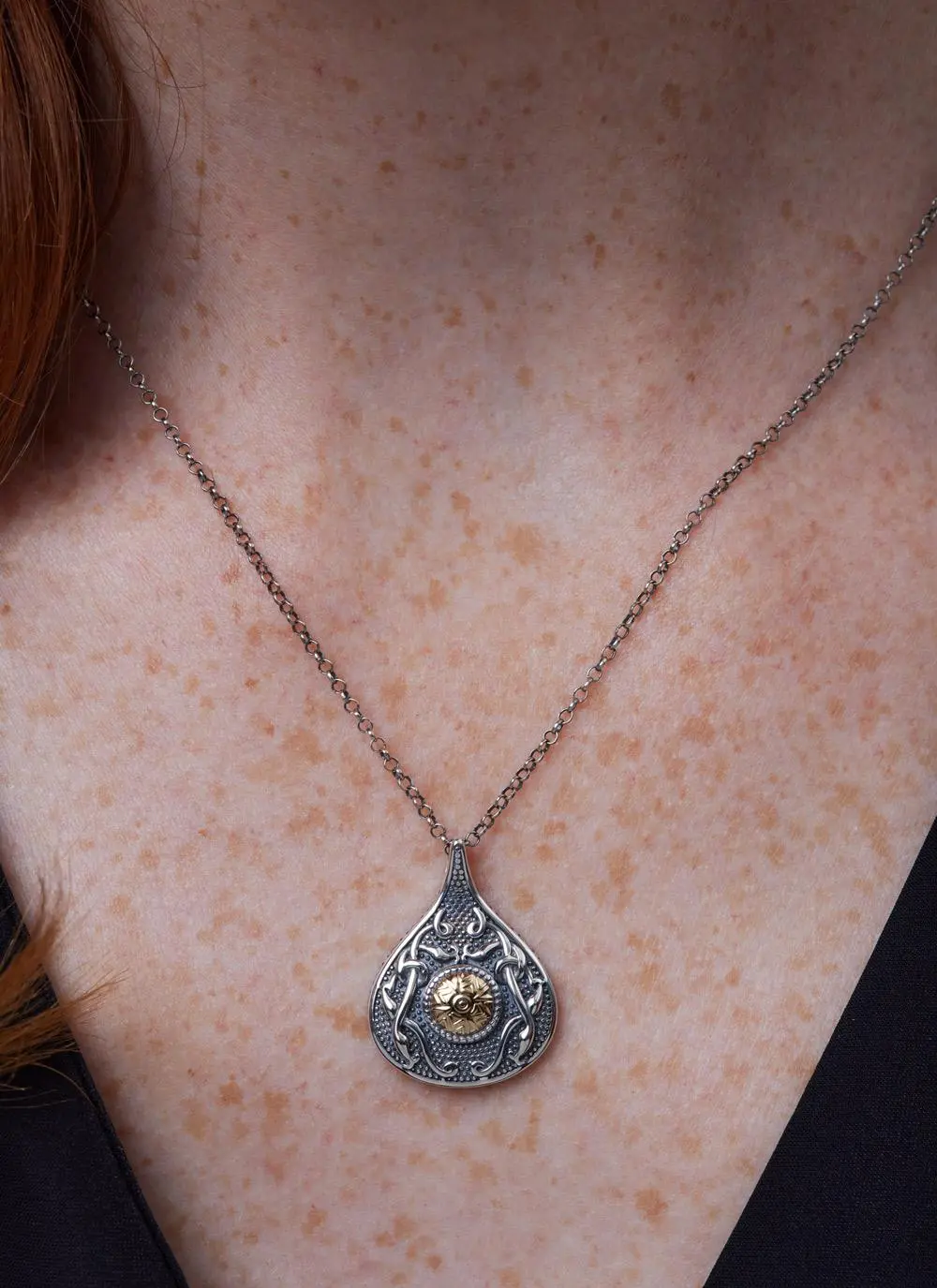 Wood Quay Teardrop Pendant With 18K Gold Bead - Image 4