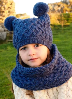 Kids Aran Pom Pom Hat