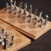 Irish Beech & Pewter Chess Set