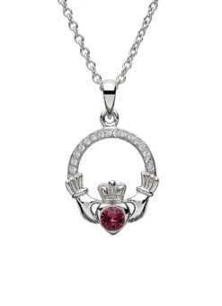 Claddagh Birthstone Pendant With Swarovski Crystals - February
