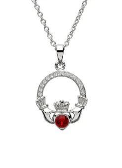Claddagh Birthstone Pendant With Swarovski Crystals - January