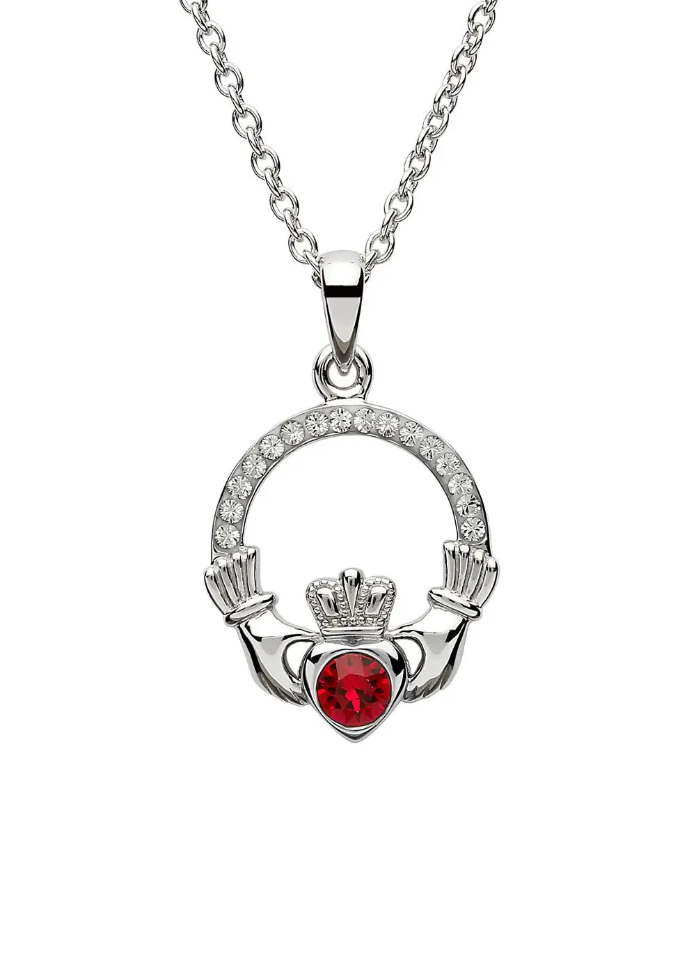 Claddagh Birthstone Pendant With Swarovski Crystals - July