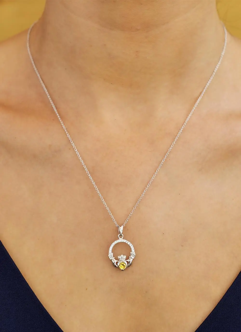 Claddagh Birthstone Pendant With Swarovski Crystals - November - Image 2