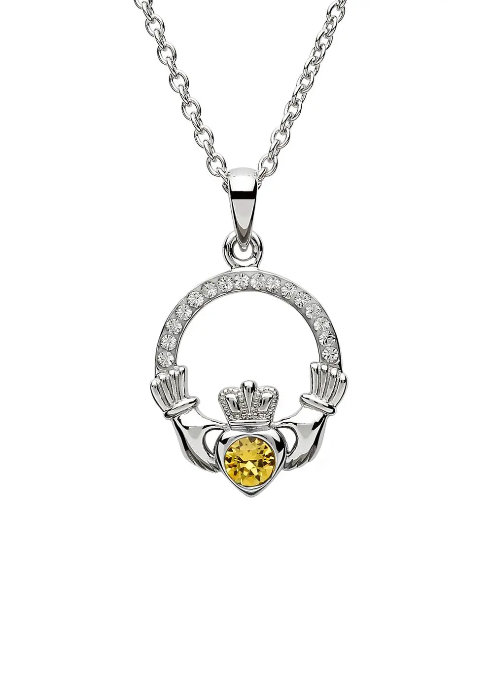 Claddagh Birthstone Pendant With Swarovski Crystals - November