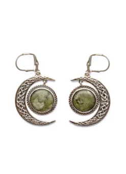 Sterling Silver Connemara Marble Crescent Moon Earrings