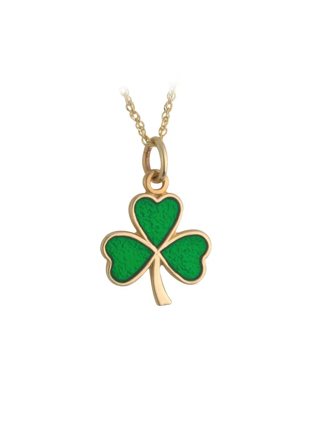 14ct Gold Enamel Shamrock Pendant