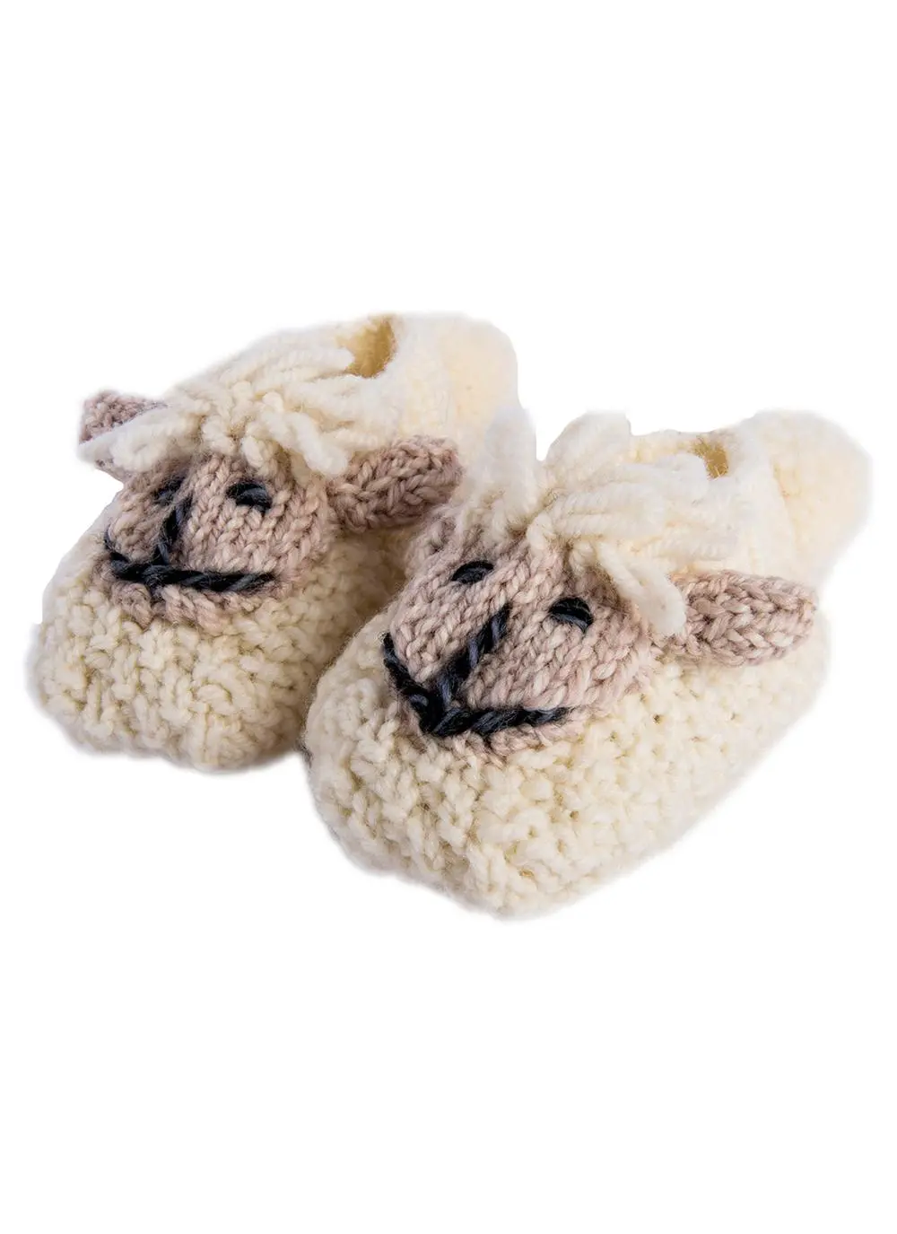 Baby Hand-Knit Sheep Booties - Image 2