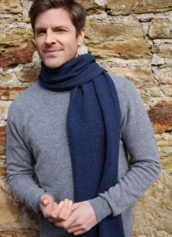 Wool Cashmere Long Tweed Scarf