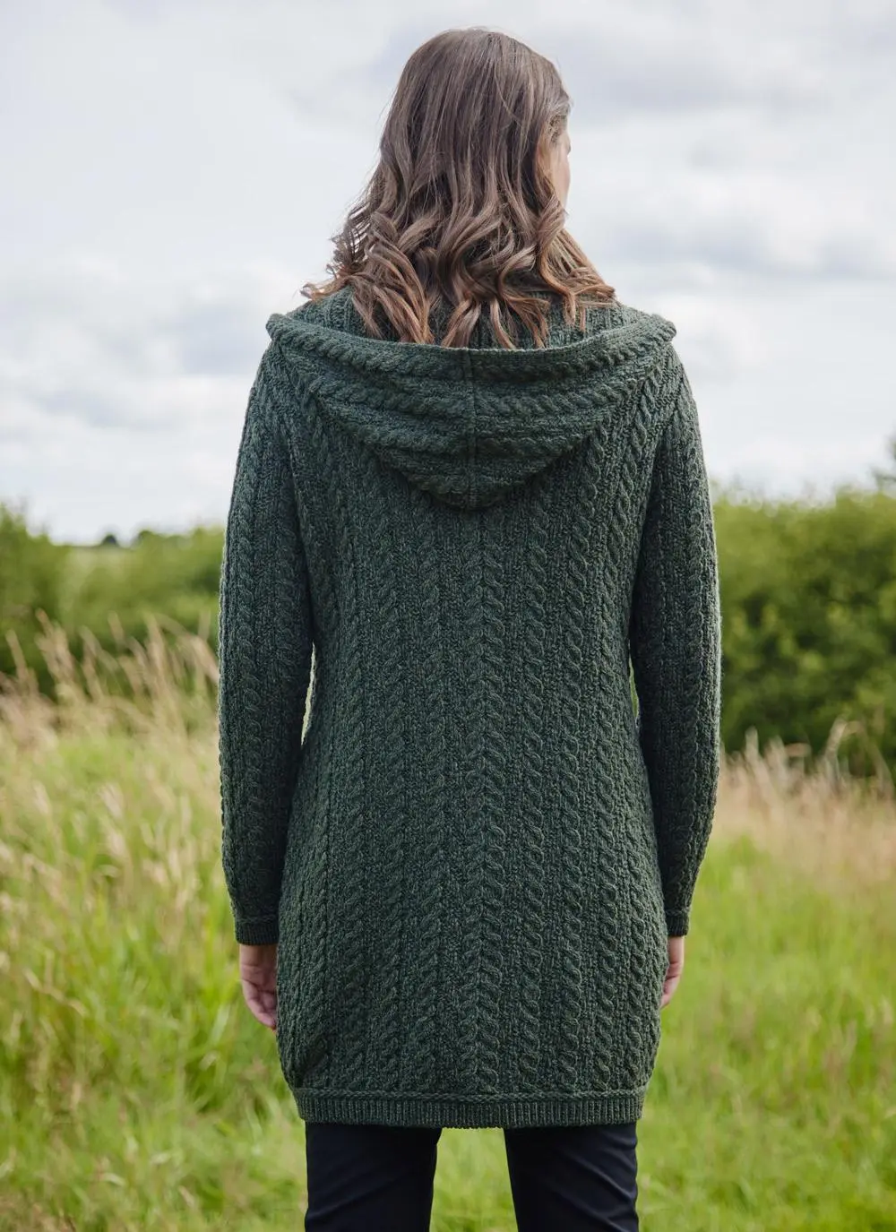 Fiadh Double Layer Hooded Aran Coatigan - Image 5