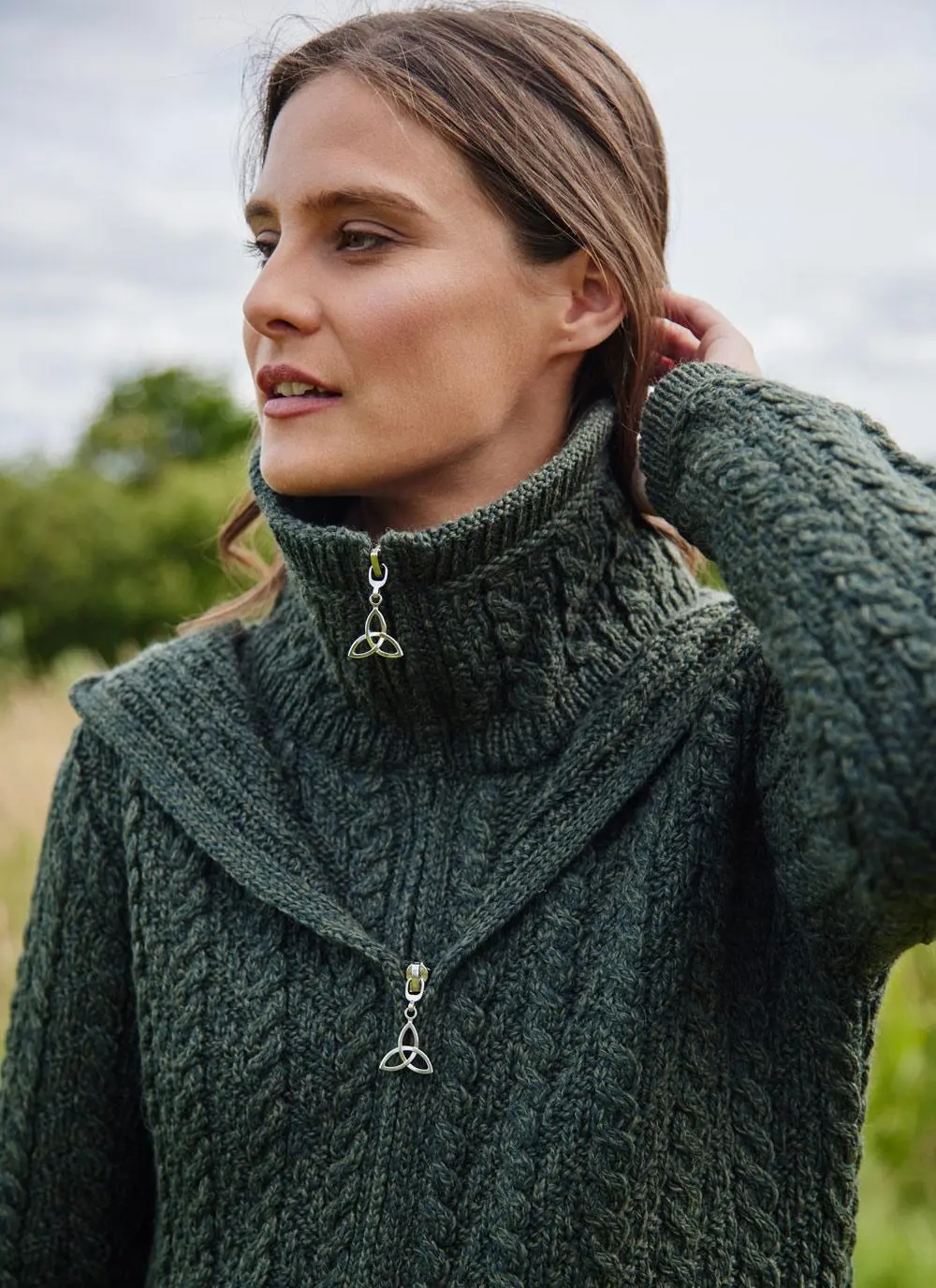 Fiadh Double Layer Hooded Aran Coatigan - Image 8