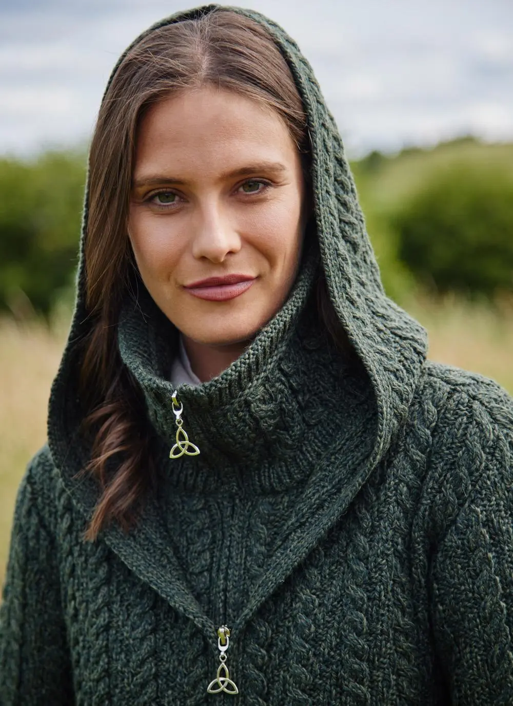 Fiadh Double Layer Hooded Aran Coatigan - Image 6