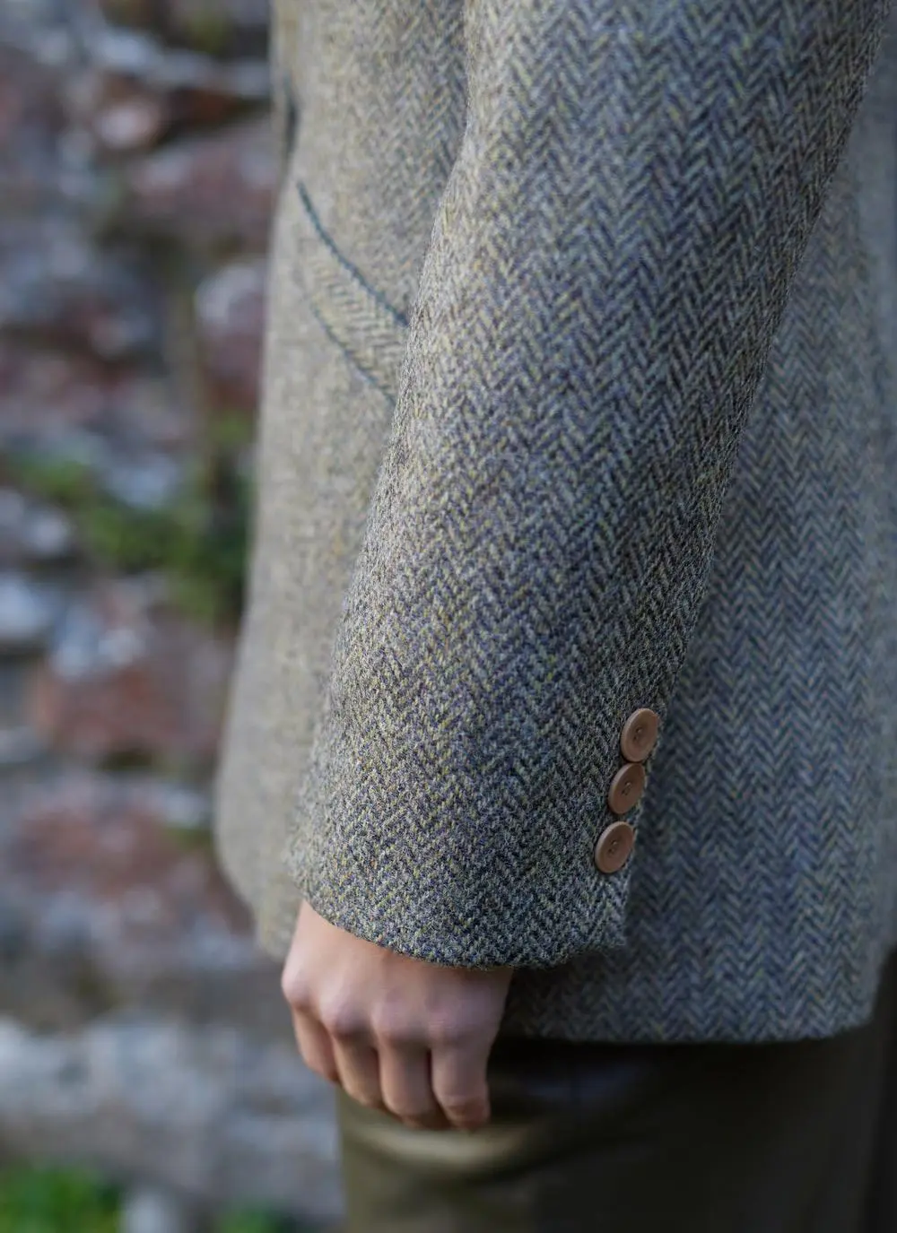Herringbone Tweed Blazer In Brown/Grey - Image 7