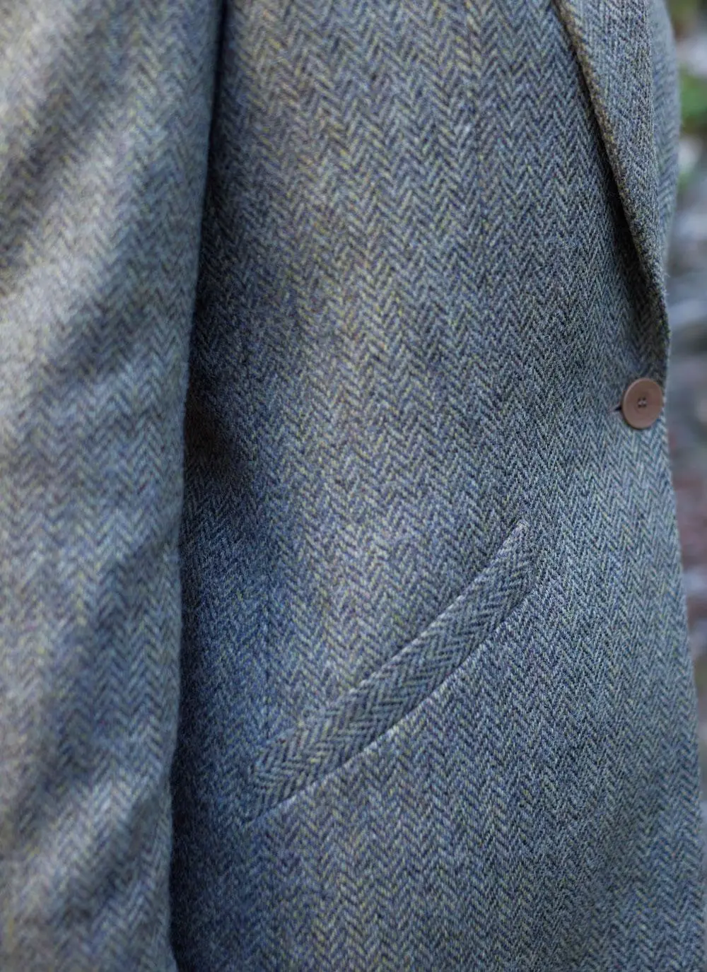 Herringbone Tweed Blazer In Brown/Grey - Image 8