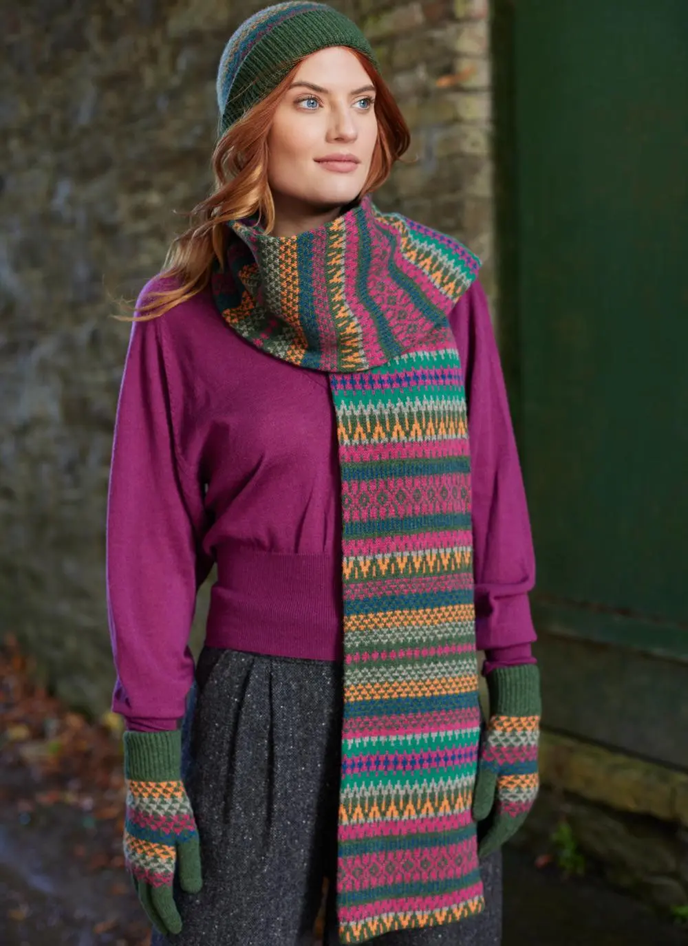 Fair Isle Glamis Hat, Scarf & Gloves Set - Image 3