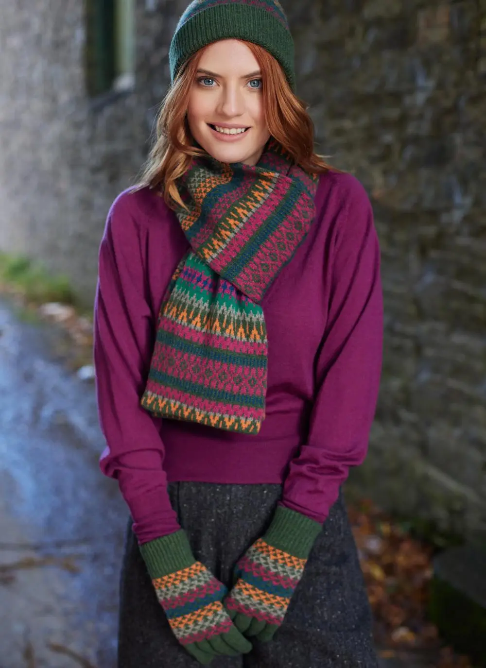 Fair Isle Glamis Hat, Scarf & Gloves Set - Image 2