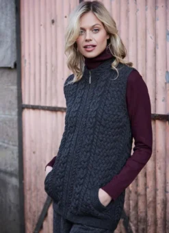 Roisin Full Zip Aran Gilet