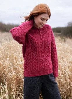 Mill Lane Cashmere Blend V-Neck Cable Sweater