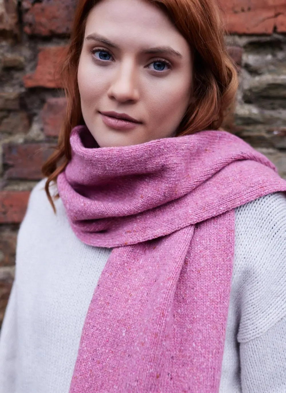 Wool Cashmere Long Jersey Stitch Scarf - Image 5