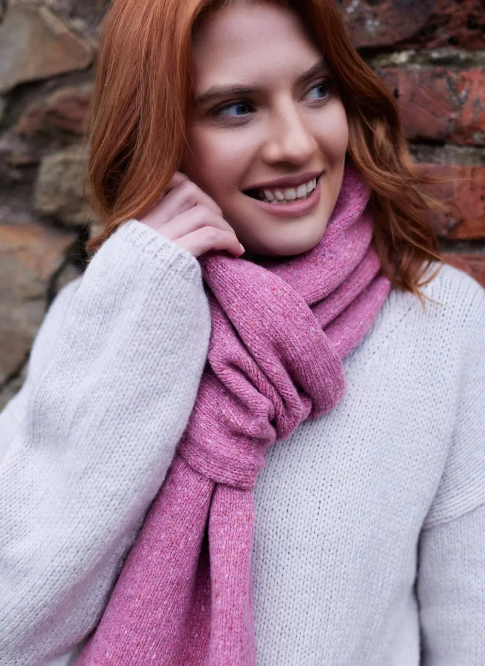 Wool Cashmere Long Jersey Stitch Scarf - Image 2
