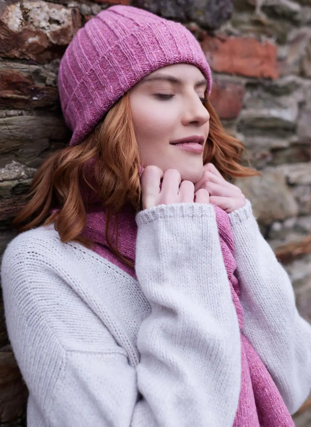 Wool Cashmere Long Jersey Stitch Scarf - Image 7