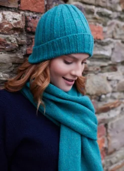 Wool Cashmere Tweed Ribbed Hat