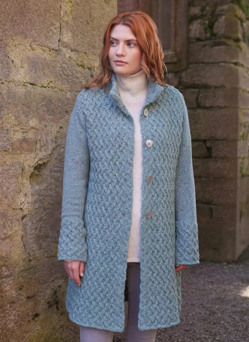 Trellis Wool Cashmere Aran Coatigan - Image 7