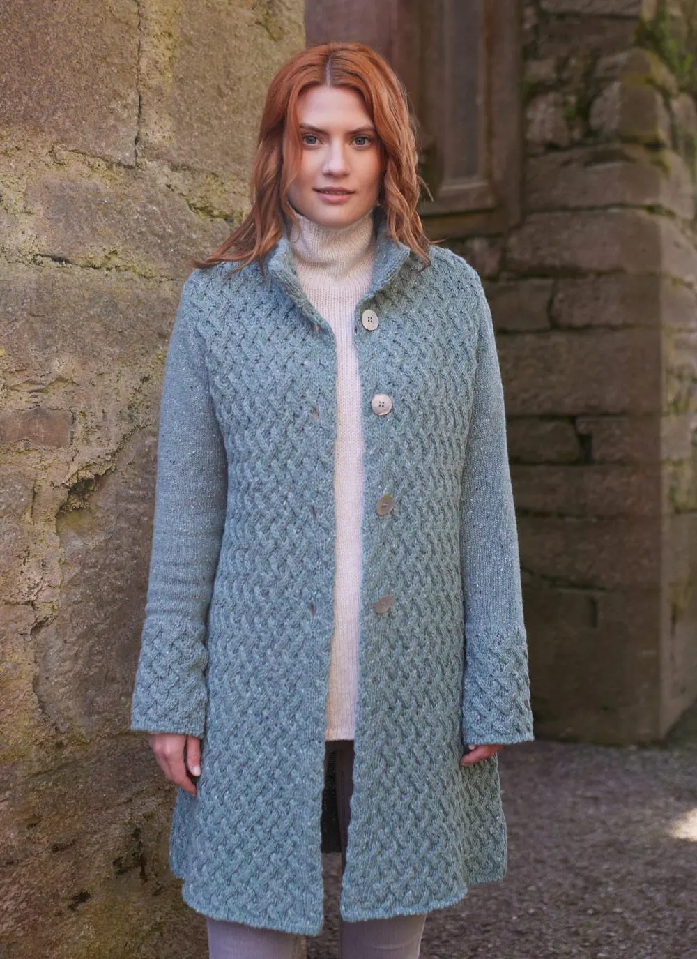 Trellis Wool Cashmere Aran Coatigan - Image 2