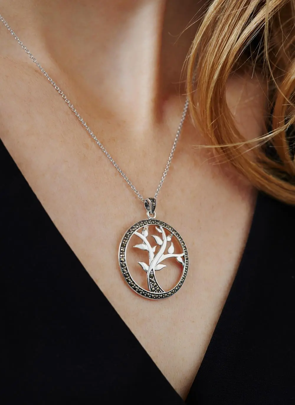 Marcasite & Sterling Silver Tree Of Life Pendant - Image 3