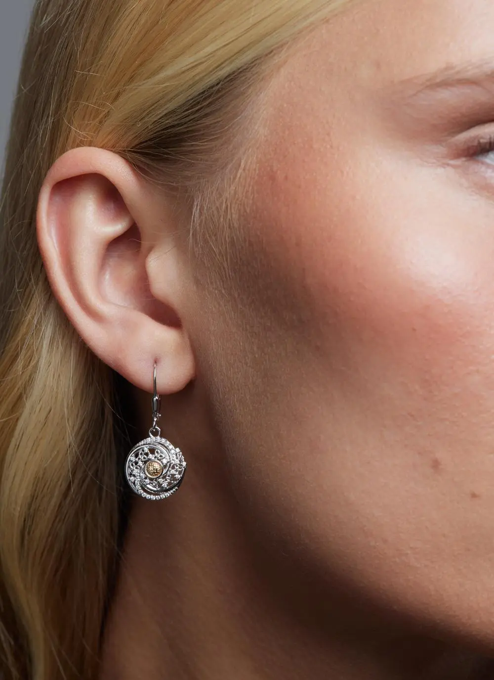 Sterling Silver & 18ct Gold Bead Solstice Swirl Earrings - Image 2