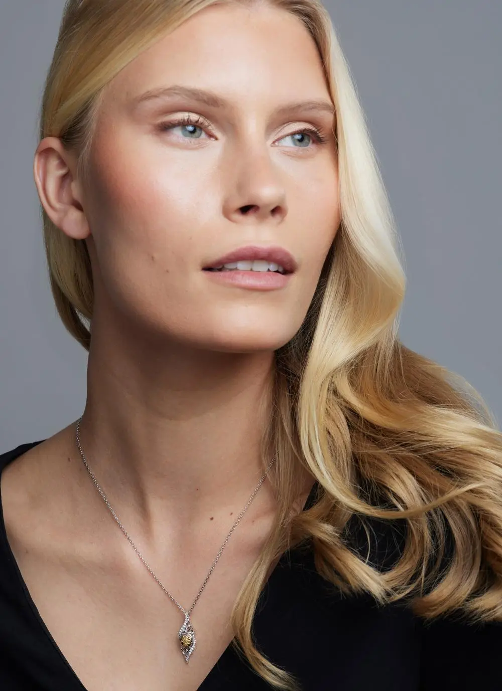 Sterling Silver & 18ct Gold Bead Solstice Twisted Pendant - Image 4