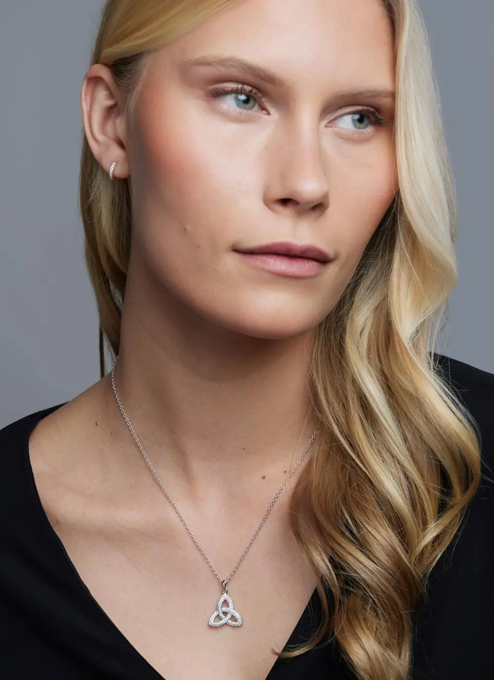 Sterling Silver Trinity Knot Pendant Embellished With Swarovski Crystals - Image 3