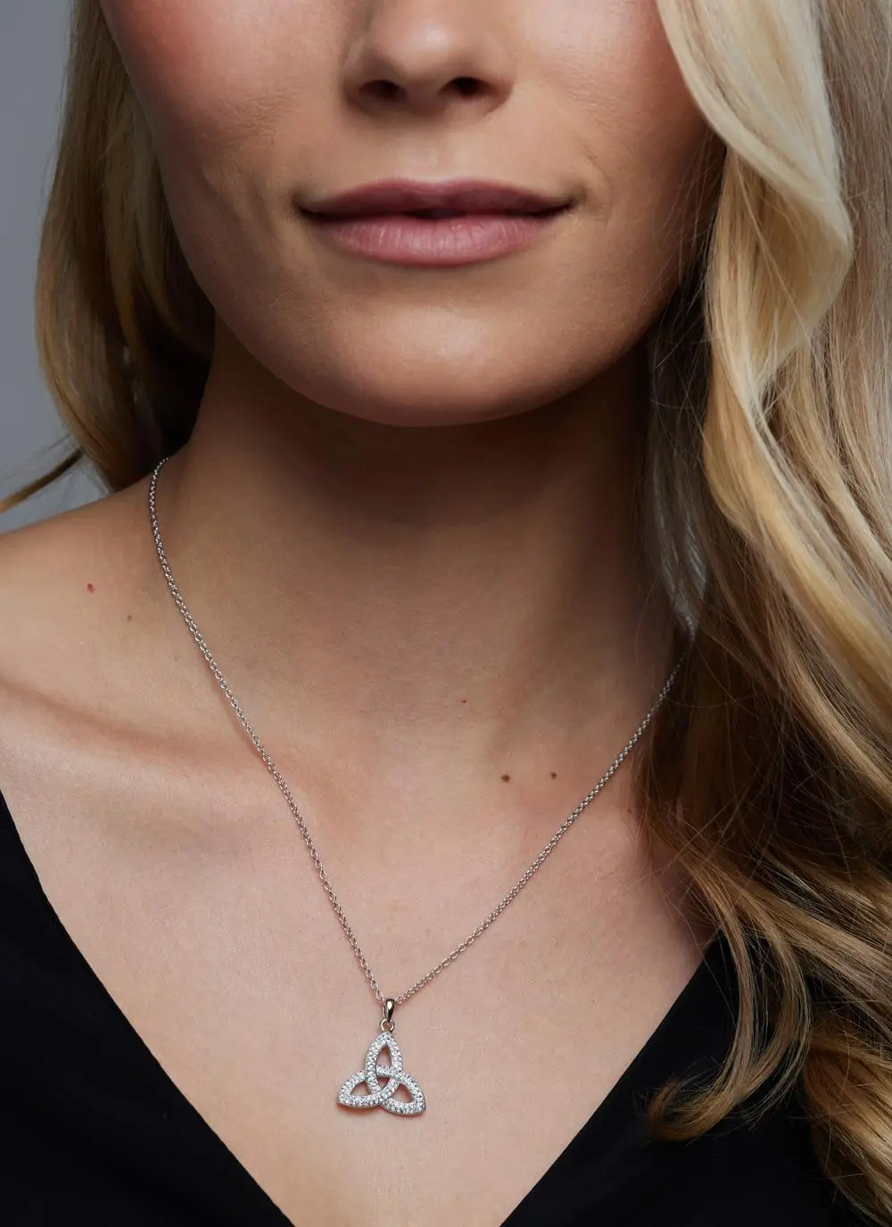 Sterling Silver Trinity Knot Pendant Embellished With Swarovski Crystals - Image 2