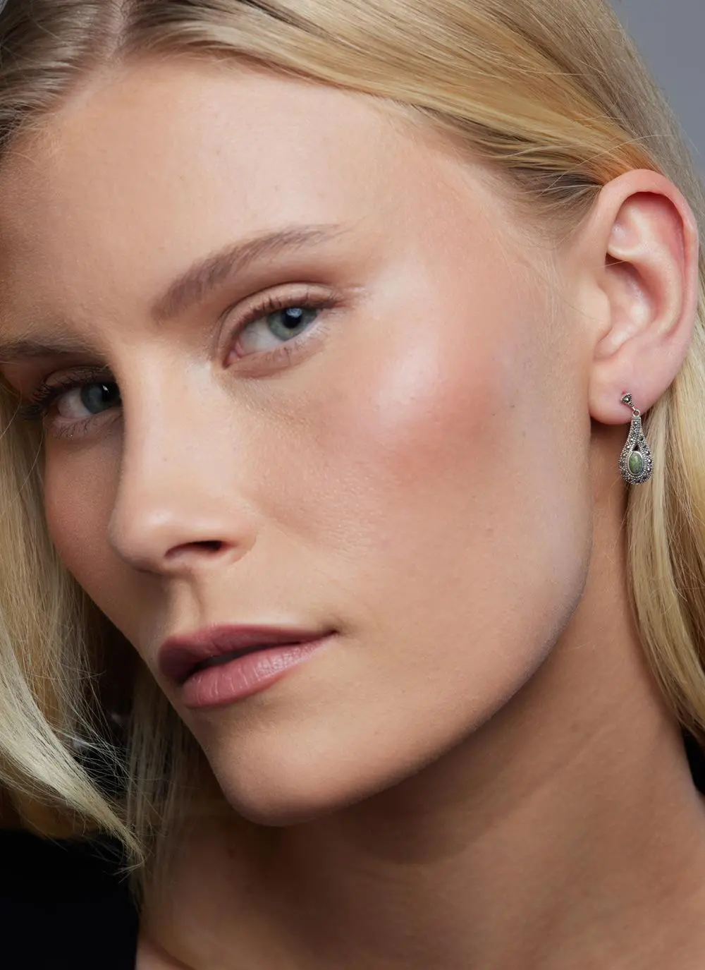 Sterling Silver Connemara Marble & Marcasite Earrings - Image 2