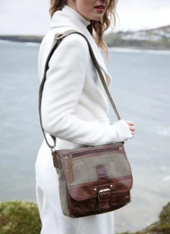 Single Buckle Tweed Satchel