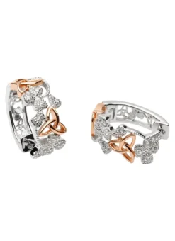 Sterling Silver & Rose Gold Plated Trinity Shamrock Earrings