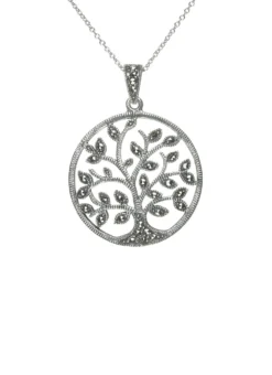 Sterling Silver Marcasite Tree Of Life Pendant