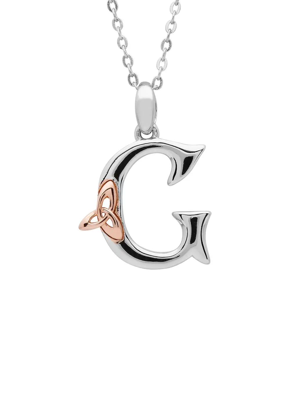 Sterling Silver Trinity Knot Initial Pendant - G