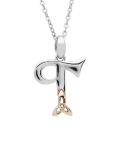 Sterling Silver Trinity Knot Initial Pendant - T